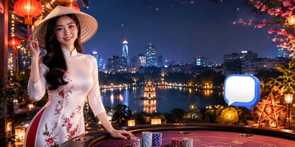 Người dùng Hà Nội trải nghiệm ứng dụng casino fe88 trên điện thoại bên cạnh nón lá