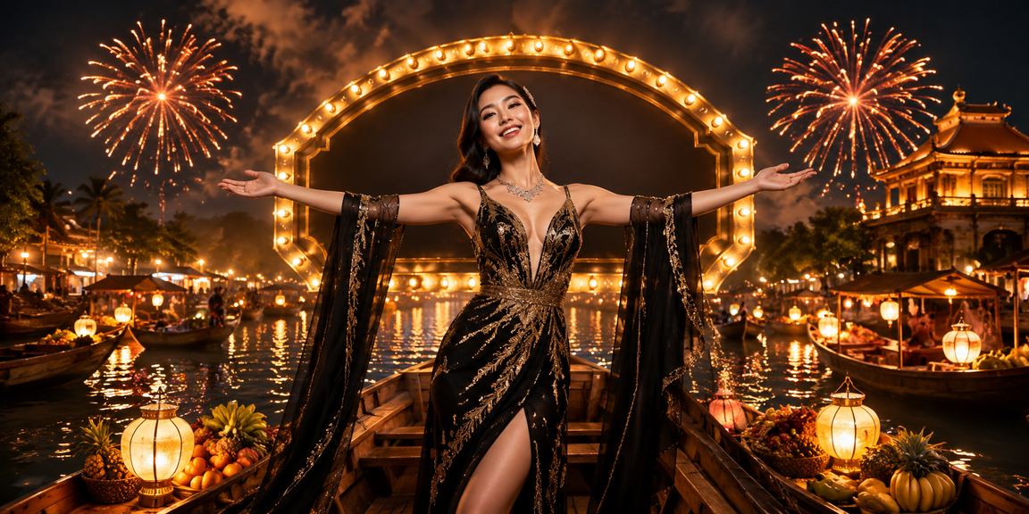 Khung cảnh lễ hội Huế với người chơi tham gia cá cược trực tuyến trên fe88