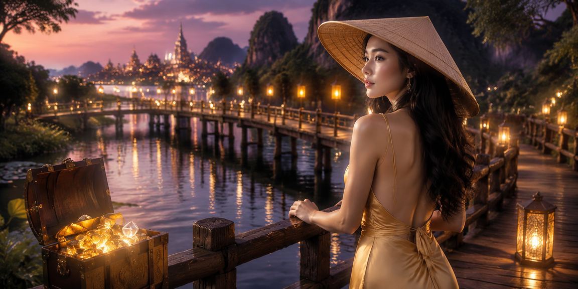 Người dùng đọc phân tích kèo bóng đá tại Ninh Bình với chiếc nón lá truyền thống